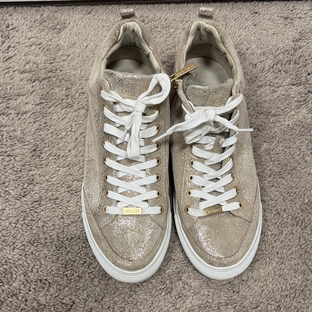 J Slides Glittery Cream Sneakers